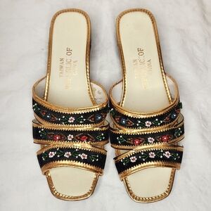 60s Gold Beaded Sandals